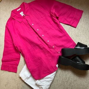 Chico's Pink Blouse Short Sleeve Top